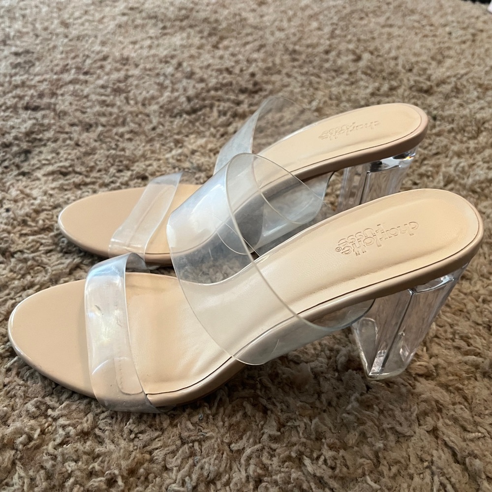 Tan clear heels